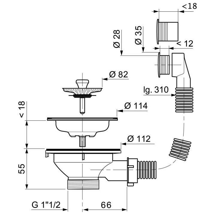 WIRQUIN Bonde a panier - ?Évier a 1 bac Ø 90 mm - Avec trop-plein