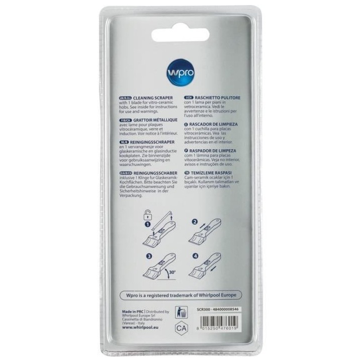 WPRO SCR300 GRATTOIR POUR PLAQUE VITROCÉRAMIQUE/VERRE