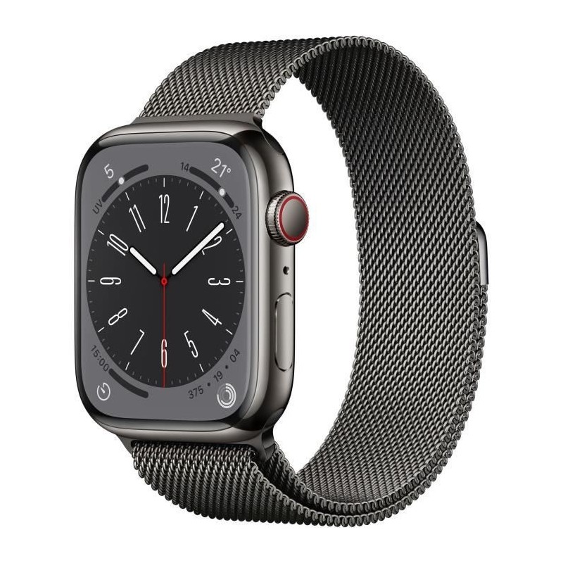 Apple Watch Series 8 GPS + Cellular - 45mm - Boîtier Graphite Stainless Steel - Bracelet Graphite Milanese Loop