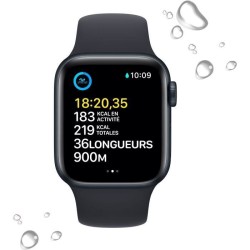 Apple Watch SE GPS (2e génération) - 40mm - Boîtier Midnight Aluminium - Bracelet Midnight Sport Band Regular