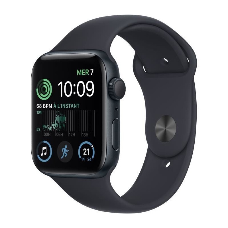 Apple Watch SE GPS (2e génération) - 44mm - Boîtier Midnight Aluminium - Bracelet Midnight Sport Band Regular