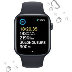 Apple Watch SE GPS (2e génération) - 44mm - Boîtier Midnight Aluminium - Bracelet Midnight Sport Band Regular