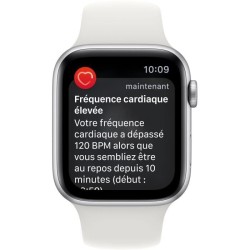 Apple Watch SE GPS (2e génération) - 44mm - Boîtier Silver Aluminium - Bracelet White Sport Band Regular