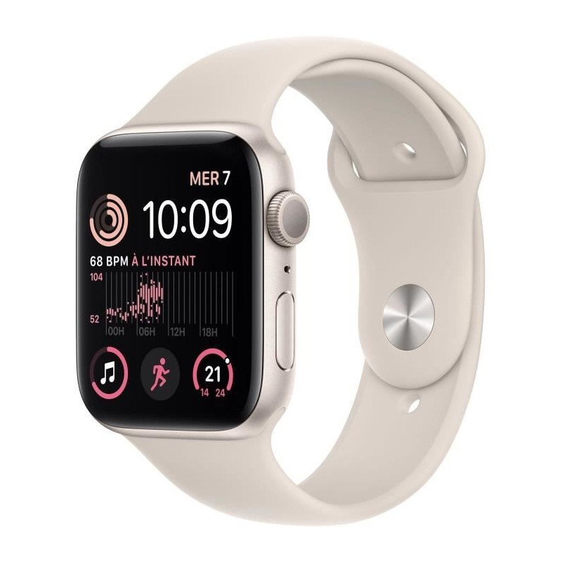 Apple Watch SE GPS (2e génération) - 44mm - Boîtier Starlight Aluminium - Bracelet Starlight Sport Band Regular