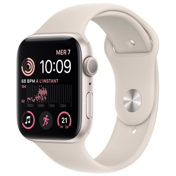 Apple Watch SE GPS (2e génération) - 44mm - Boîtier Starlight Alumi
