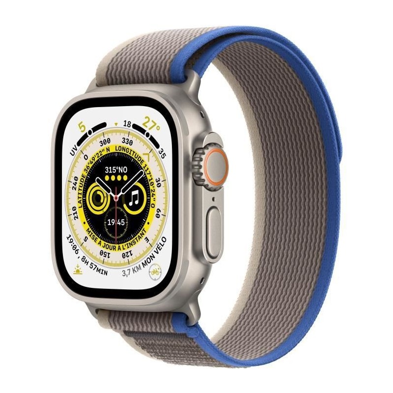 Apple Watch Ultra GPS + Cellular - 49mm - Titanium - Bracelet Blue/Gray Trail Loop - S/M