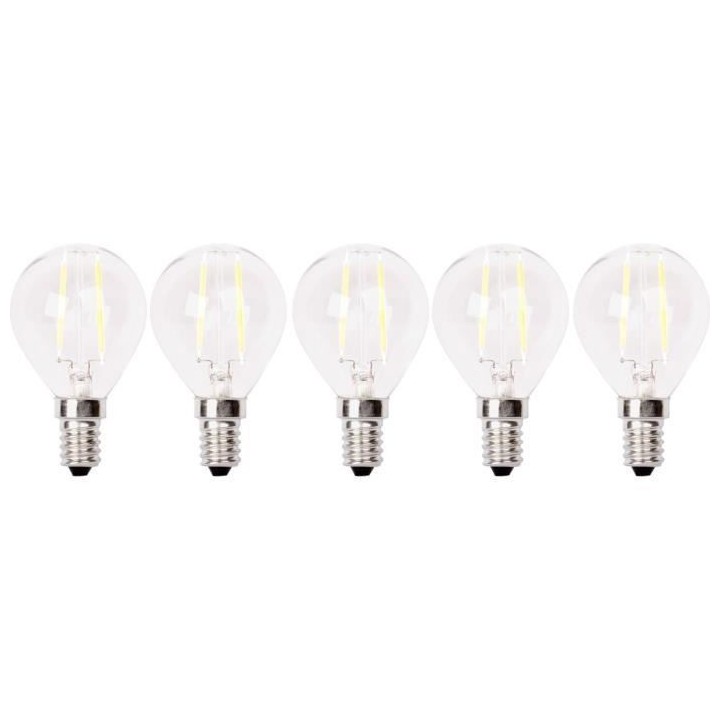 XQ-LITE Lot de 5 ampoules LED filament E14 globe 2W équivalence 20W