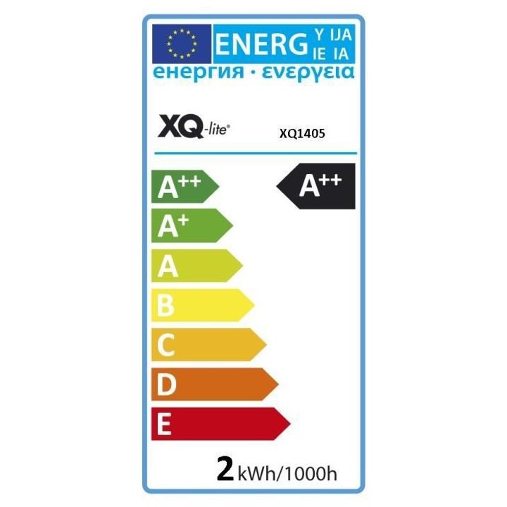 XQ-LITE Lot de 5 ampoules LED filament E14 globe 2W équivalence 20W