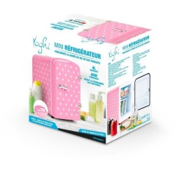 YOGHI Cold Beauty Pea - Mini réfrigérateur 4L - 40W - Versatile et silencieux - 45dB - Voyants lumineux - Rose et Blanc