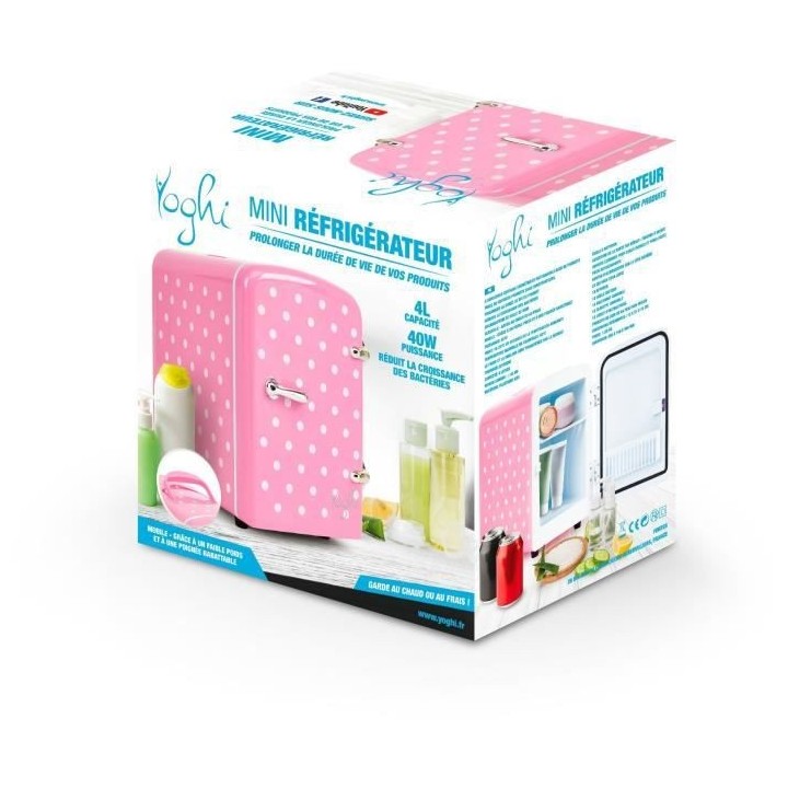 YOGHI Cold Beauty Pea - Mini réfrigérateur 4L - 40W - Versatile et s