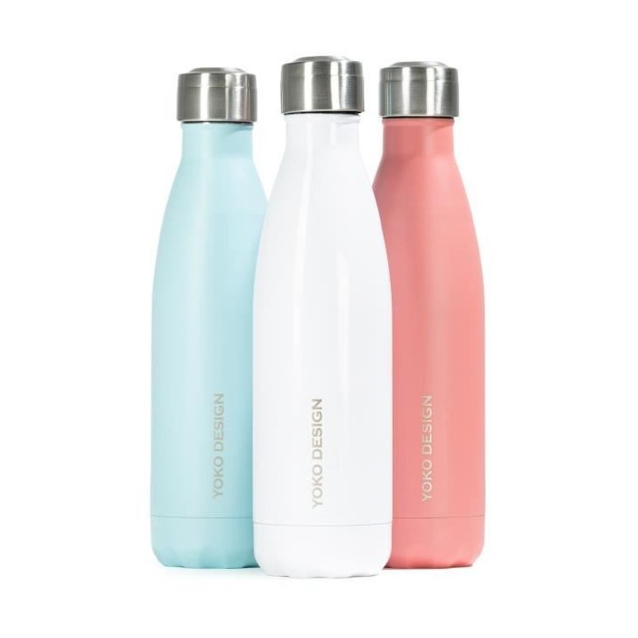 YOKO DESIGN - INOX Gourde isotherme Bouteille 500 ml blanche