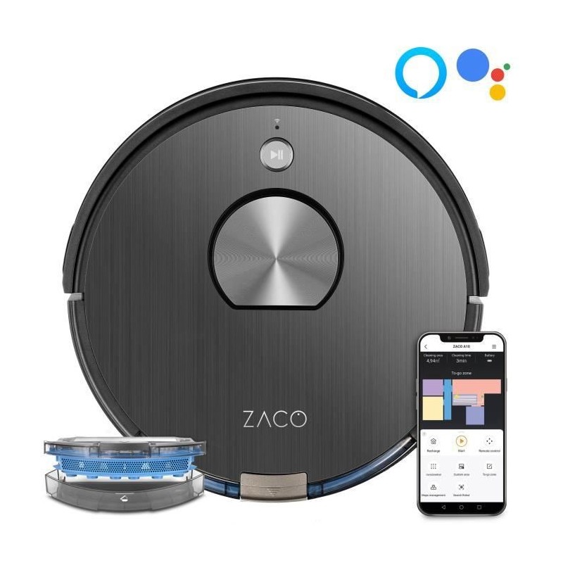 ZACO A10 501903 Robot aspirateur laveur connecté - Technologie laser 3D - Jusqu'a 120 minutes - 72 dB - 22W