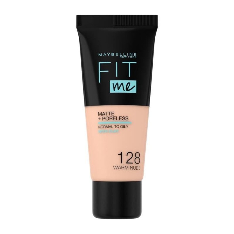 Fond de teint Fit Me! Matte + Poreless MAYBELLINE NEW YORK - Ton sur ton matifiant - 128 Beige Doré