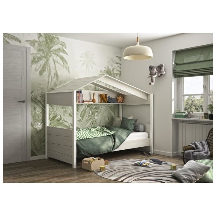 LIT CABANE 90X200 - CHARME L:105 H:176 P:207 - Décor Blanchi - NAIROB