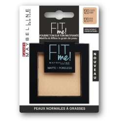 Poudre Compacte Fit Me Matte & Poreless MAYBELLINE NEW YORK - Peaux normales a grasses - 120 Beige Rosé - 9 g