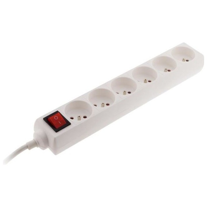 Bloc multiprise ZENITECH 6 prises 16A - 2P+T - avec interrupteur blanc