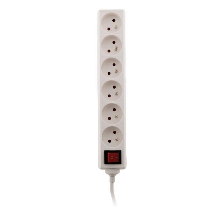 Bloc multiprise ZENITECH 6 prises 16A - 2P+T - avec interrupteur blanc