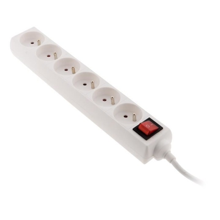 Bloc multiprise ZENITECH 6 prises 16A - 2P+T - avec interrupteur blanc