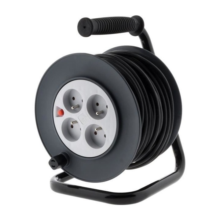 Enrouleur ZENITECH 25 m - 4 prises - 3G1mm² + coupe-circuit - câble