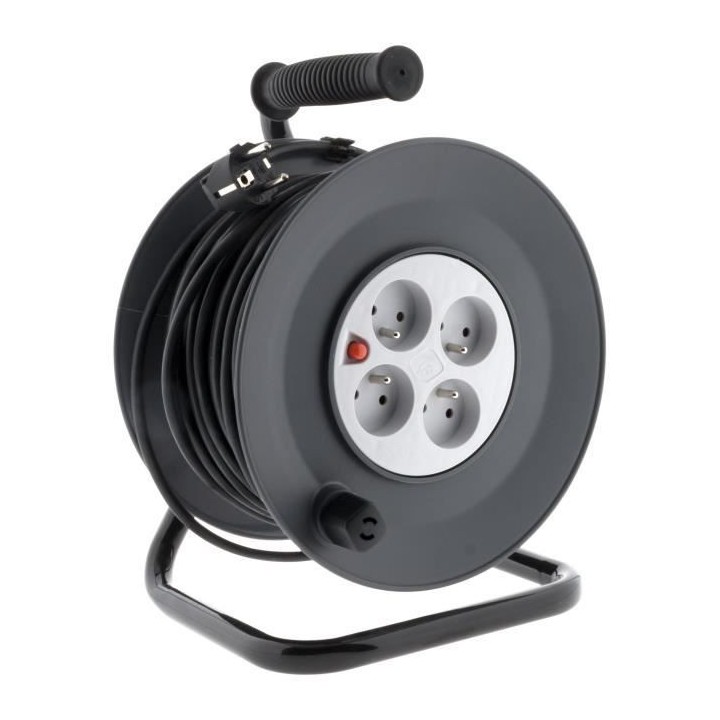 Enrouleur ZENITECH 25 m - 4 prises - 3G1mm² + coupe-circuit - câble