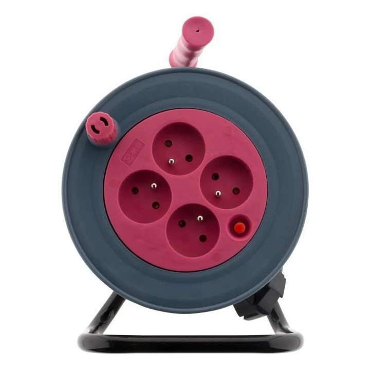 Enrouleur ménager ZENITECH 15m - 4 prises 2P+T - 3G1 mm² - Rose