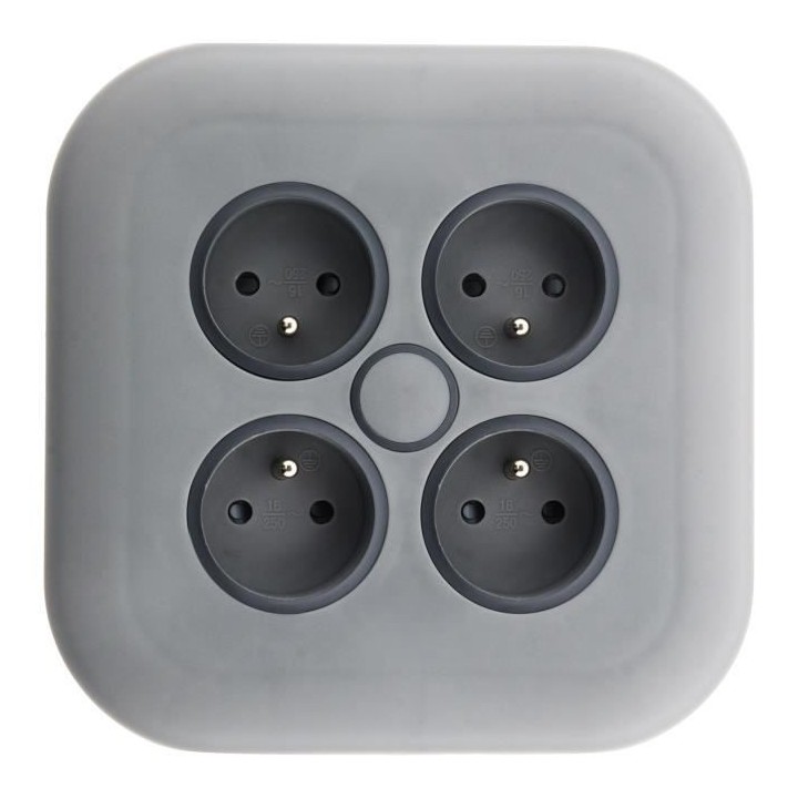 Enrouleur domestique ZENITECH 4 prises 2P+T 16A + coupe-circuit - Gris