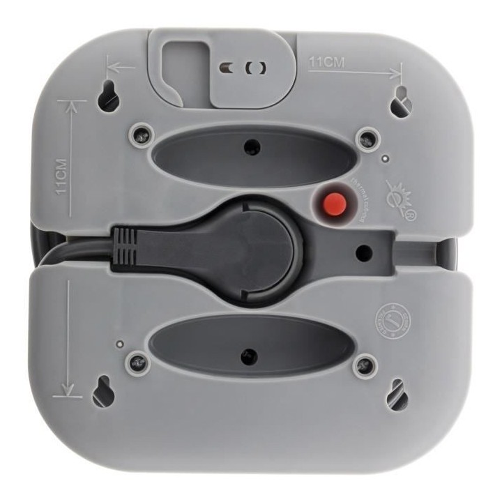 Enrouleur domestique ZENITECH 4 prises 2P+T 16A + coupe-circuit - Gris