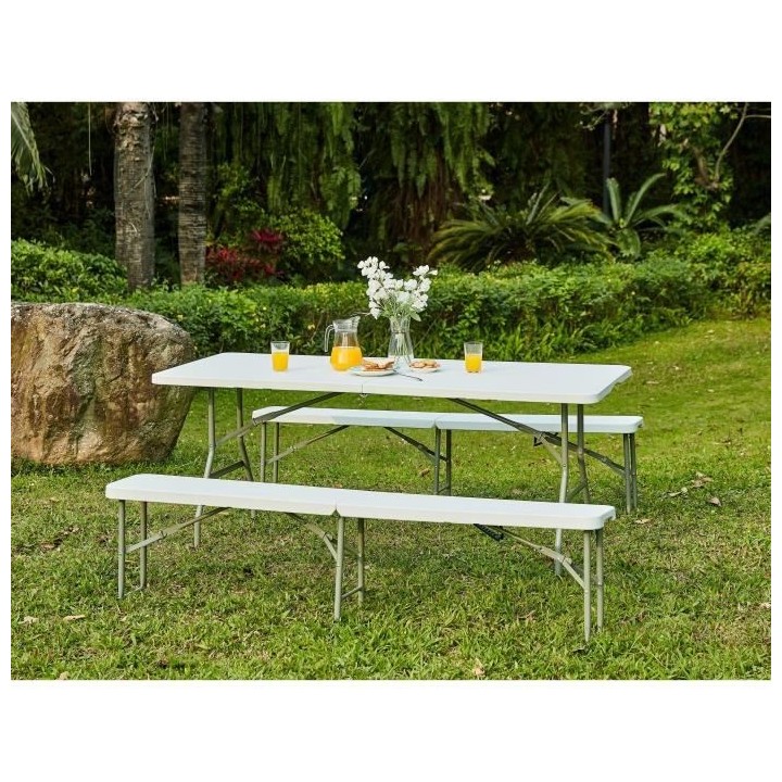 Table de réception traiteur pliante - 8 personnes - 180x74 xH.73.5 cm