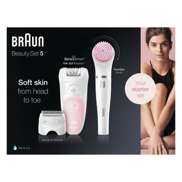 Braun, Epilateur Avec Tete Pivotante Smartlight SensoSmart, Avec Face
