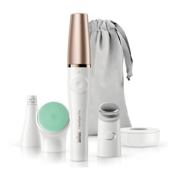 Braun Face Spa Pro 913,Epilateur visage, 3 accessoires, Blanc et Bronz