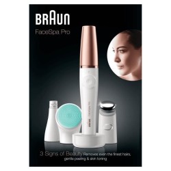 Braun Face Spa Pro 913,Epilateur visage, 3 accessoires, Blanc et Bronze, Pour Peaux Sensibles