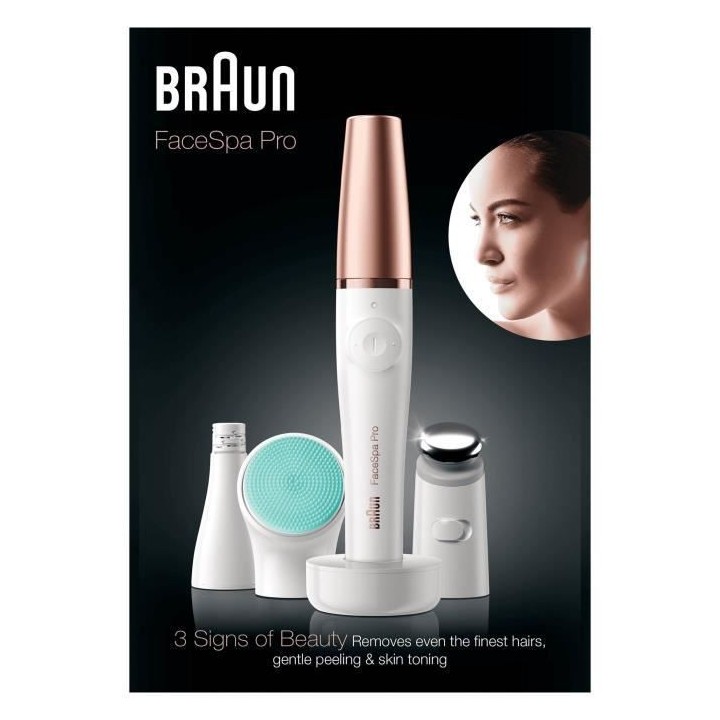 Braun Face Spa Pro 913,Epilateur visage, 3 accessoires, Blanc et Bronz