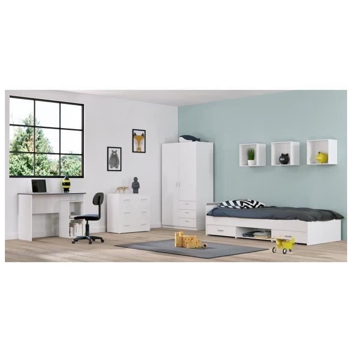 PARISOT ZODIAC Lit enfant contemporain blanc mat - L 90 x P 200 cm