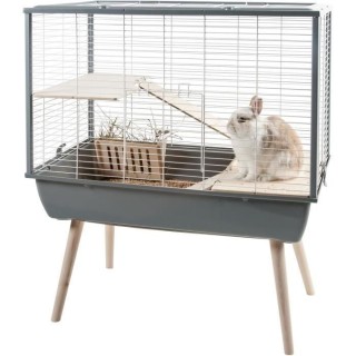 ZOLUX Cage surélevée Neo Muki - L77,5xP47,5xH87 cm - Gris - Pour ron