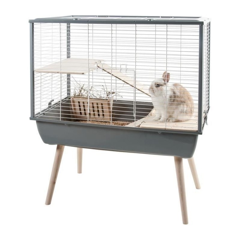 ZOLUX Cage surélevée Neo Muki - L77,5xP47,5xH87 cm - Gris - Pour rongeurs