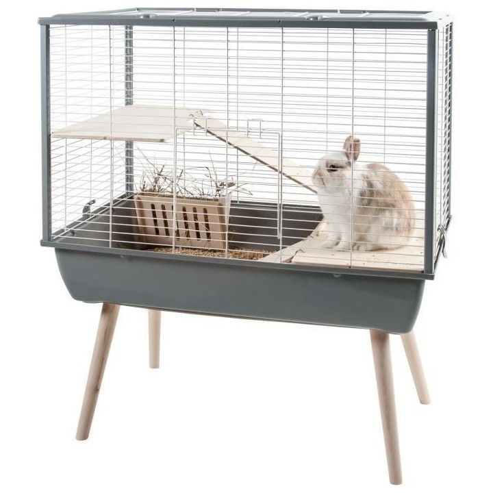 ZOLUX Cage surélevée Neo Muki - L77,5xP47,5xH87 cm - Gris - Pour ron