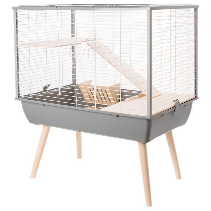 ZOLUX Cage surélevée Neo Muki - L77,5xP47,5xH87 cm - Gris - Pour ron