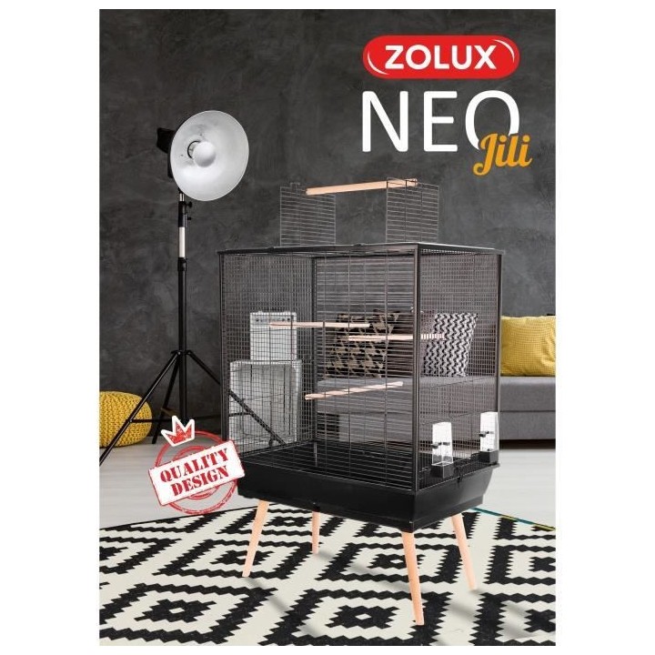 ZOLUX Cage surélevée Néo Jili pour oiseaux - L 78 x P 47,5 x H 112