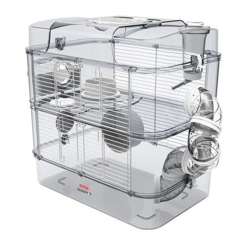 ZOLUX Cage sur 2 étages pour hamsters, souris et gerbilles - Rody3 duo - L 41 x p 27 x h 40,5 cm - Blanc