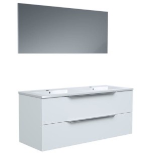 Ensemble Meuble salle de bain L 120 - Vasque + 2 tiroirs + miroir - Bl