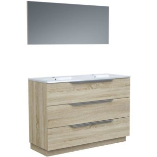 Ensemble Meuble salle de bain L 120 - Vasque + 3 tiroirs + miroir - D