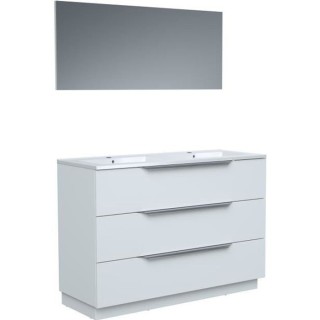 Ensemble Meuble salle de bain L 120 - Vasque + 3 tiroirs + miroir - Bl