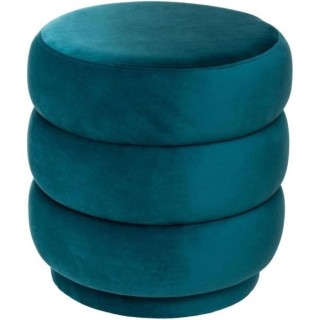 Pouf Duck Sinan en velours - Bleu canard - D 40 x H 40 cm