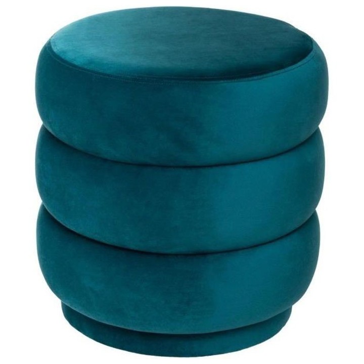 Pouf Duck Sinan en velours - Bleu canard - D 40 x H 40 cm