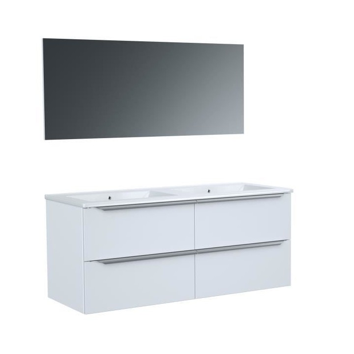 ZOOM meuble de salle de bain double vasque avec miroir L 120cm - 4 tir