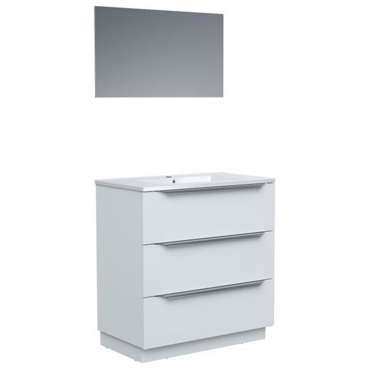 Ensemble Meuble salle de bain sur socle L 80 - Vasque + 3 tiroirs + mi