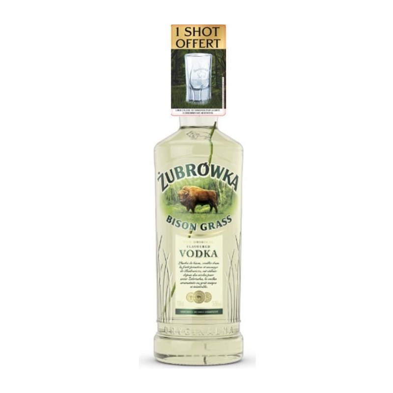 Zubrowka Bison Grass - Vodka a l'herbe de bison - Pologne - 37,5% Vol. - 70 cl - Shot offert