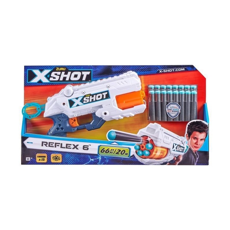 PISTOLET XSHOT Reflex 6 - Barillet rotatif 6 coups - 16 Fleches