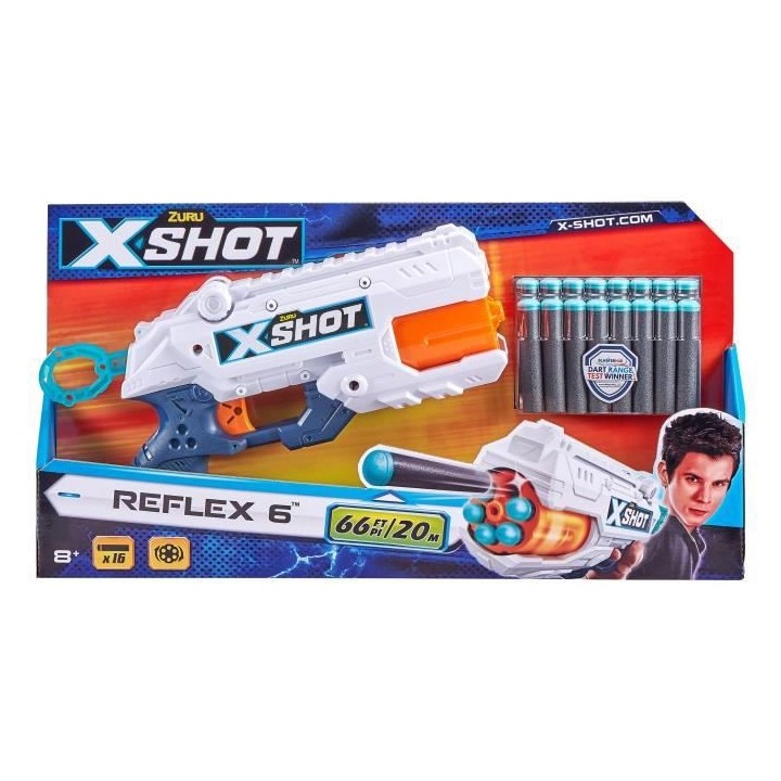 PISTOLET XSHOT Reflex 6 - Barillet rotatif 6 coups - 16 Fleches