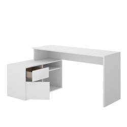 Bureau d'angle reversible 1 tiroir + 1 porte - Blanc - L 139 x P 92 x H 75 cm - ROX